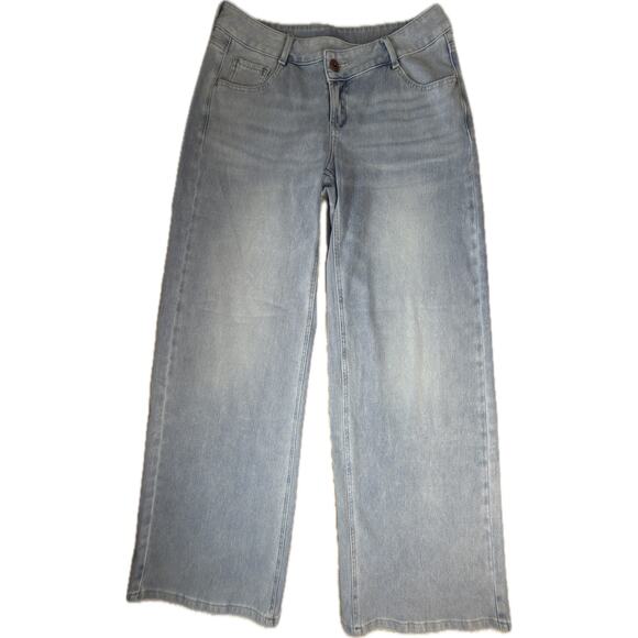 Halara Flex™ Denim Low Rise Wide Leg Washed Casual Jeans size S Tall - Picture 1 of 9